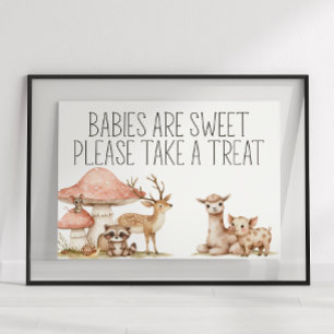 Poster Sinal de Favor de Chá de Bebê de Animais da Flores