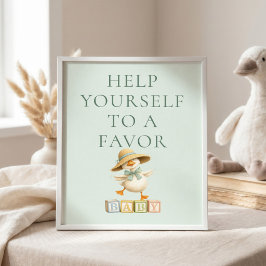 Poster Sinal de Favor de Chá de Bebê Silly Goose Sage