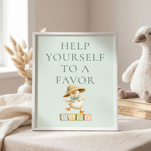 Poster Sinal de Favor de Chá de Bebê Silly Goose Sage