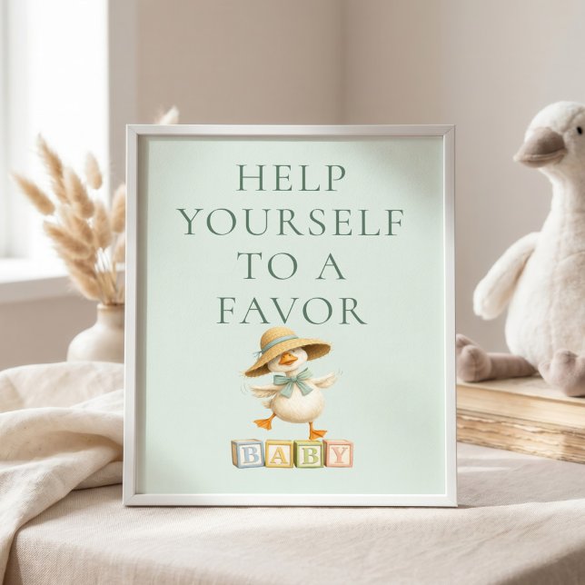 Poster Sinal de Favor de Chá de Bebê Silly Goose Sage (Criador carregado)