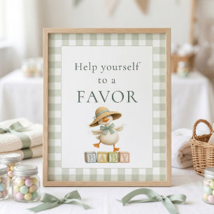 Poster Sinal de Favor de Chá de Bebê Xadrez Sage Silly Go
