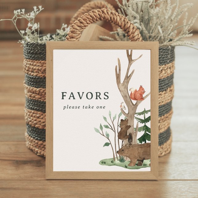 Poster Sinal de Favor de Chuvada de Bebê Floresta de Inve (Criador carregado)