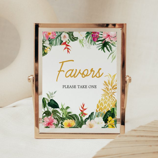 Poster Sinal de Favor de Chuveiro de Abacaxi de Bebê Aloh (Aloha Baby Shower Sign)