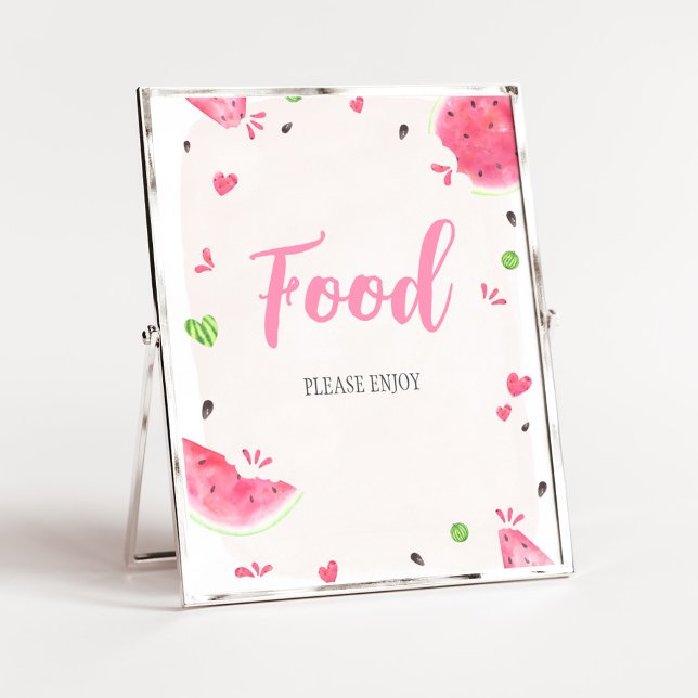 Poster Sinal de Favor de Chuveiro de Bebê Menina Melancia (Sweet Little Baby Shower Food Sign)