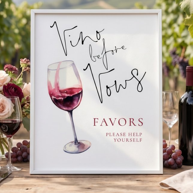 Poster Sinal de Favor de Chuveiro de Noiva Vino Before Vo (Criador carregado)
