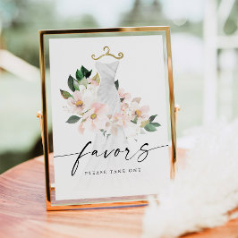Poster Sinal de Favor de Chuveiro Nupcial Floral Elegante