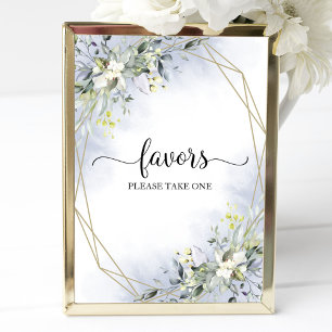 Poster Sinal de Favor de Eucalipto Verde Geométrico