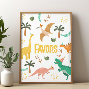 Poster Sinal de Favor de Festa de Dinossauro Jurássico pa