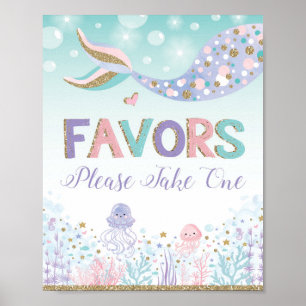 Poster Sinal de Favor de Sereia Decoração de Festa Debaix