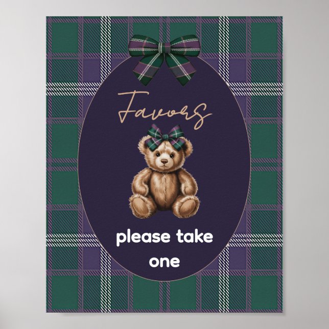 Poster Sinal de Favor de Urso Chique Elegante e sofistica (Frente)