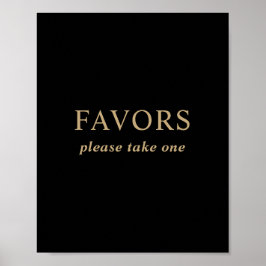 Poster Sinal de Favor do Casamento Dourado Negro Mínimo M