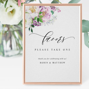 Poster Sinal de Favor do Casamento Floral do Pastel Joyfu