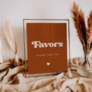 Poster sinal de Favor do Casamento Laranja Queimado por n