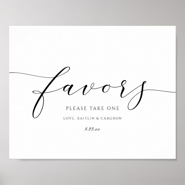 Poster Sinal de Favor do Casamento Script de Luxo Elegant (Frente)
