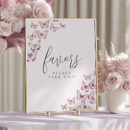 Poster Sinal de Favor do Chá de fraldas da Borboleta Púrp