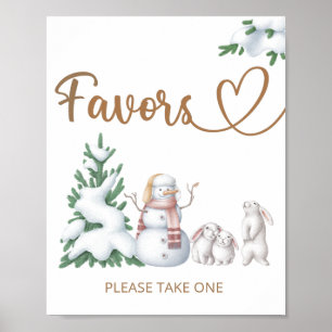 Poster Sinal de Favor do chá de fraldas de inverno