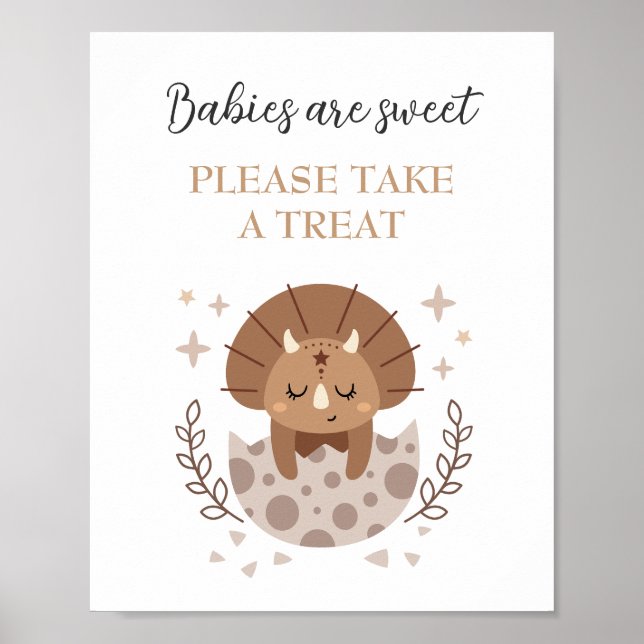 Poster Sinal de Favor do Chá de fraldas do Dinossaur Boni (Frente)