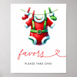 Poster Sinal de Favor do Chá de fraldas Holly Christmas P