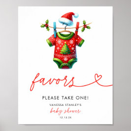 Poster Sinal de Favor do Chá de fraldas Holly Christmas P