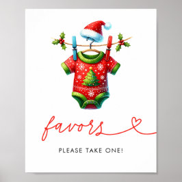 Poster Sinal de Favor do Chá de fraldas Holly Christmas P