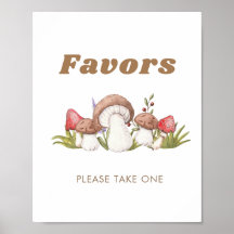 Sinal de Favor do Cogumelo Moderno em Aquarela