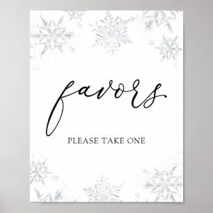 Poster Sinal de Favor do Floco de Neve do Inverno