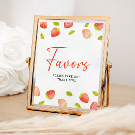 Poster Sinal de Favor do Partido Strawberry Berry Sweet