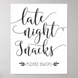 Poster Sinal de Favor dos Snacks Noturnos Tardios