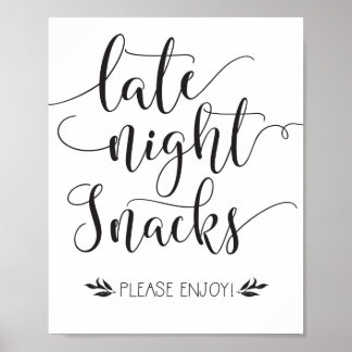 Poster Sinal de Favor dos Snacks Noturnos Tardios