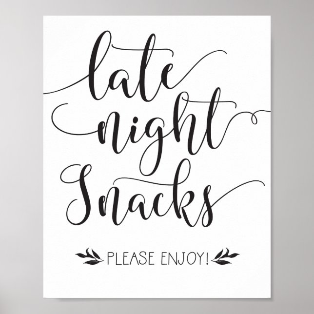 Poster Sinal de Favor dos Snacks Noturnos Tardios (Frente)