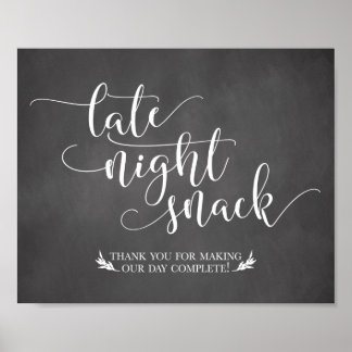 Póster Sinal de Favor dos Snacks Noturnos Tardios