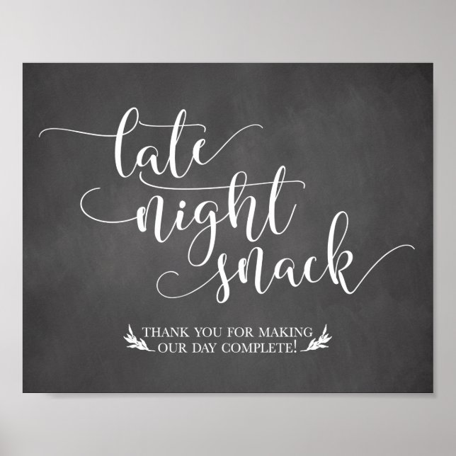 Póster Sinal de Favor dos Snacks Noturnos Tardios (Frente)