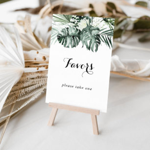 Poster Sinal de Favor Floral Branco de Verdura Tropical