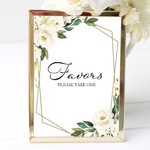 Poster Sinal de Favor Floral Branco Geométrico de Verdura