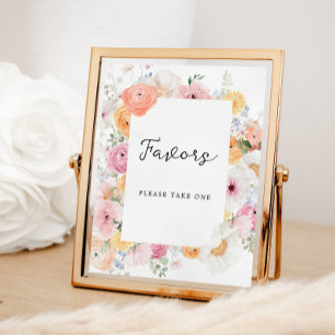 Poster Sinal de Favor Floral Colorida Pastel