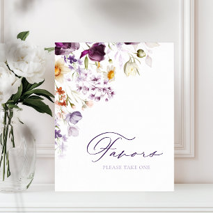 Poster Sinal de Favor Floral Elegante