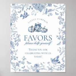 Poster Sinal de Favor Floral Francês de Abóbora Toile Azu