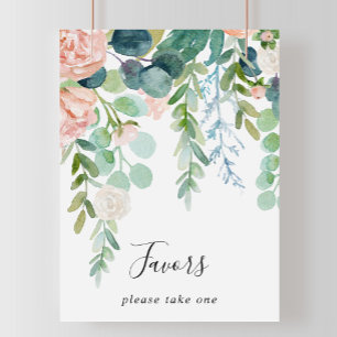 Poster Sinal de Favor Floral Tropical Colorido Ilustrado