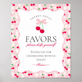 Poster Sinal de Favor Gingham, Arco de Coquetes Rosa Cere