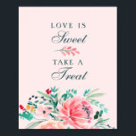 Poster Sinal de Favor Suave Floral de Cor Verde Rosa<br><div class="desc">Sinal de Favor Suave Floral de Cor Verde Rosa</div>