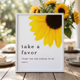Poster Sinal de Favor Sunflower para Festa de 18 Anos