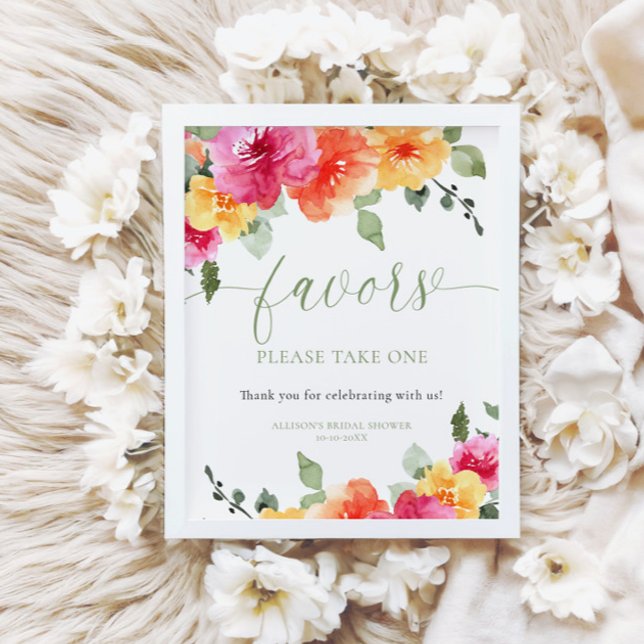 Poster Sinal de favorecimento de chá de panela floral bri (Criador carregado)