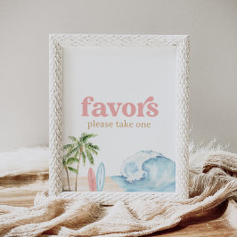 Poster Sinal de favorecimento do Chá de fraldas de praia 