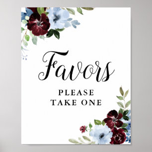 Poster Sinal de favorecimento floral azul-turvo