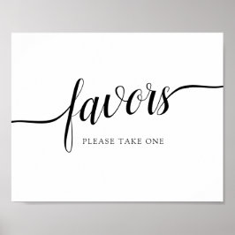 Poster Sinal de "Favores" de Casamento de Caligrafia Pret