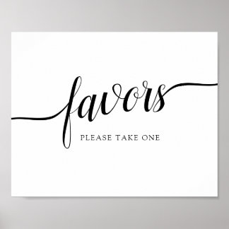 Poster Sinal de "Favores" de Casamento de Caligrafia Pret