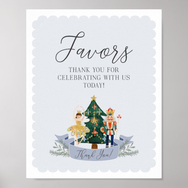 Poster sinal de favores de festa de aniversário de natal  (Frente)