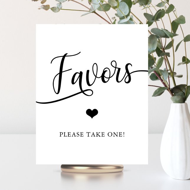 Poster Sinal de FAVORES de Noivado Simples e Elegante (Simple Elegant Wedding Shower FAVORS Sign)