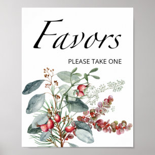 Poster Sinal de favores Evergreen. Favoritos do chá de fr