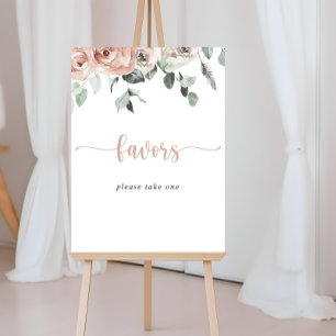 Poster Sinal de Favores Florais Rosa Empoeirado Clássico